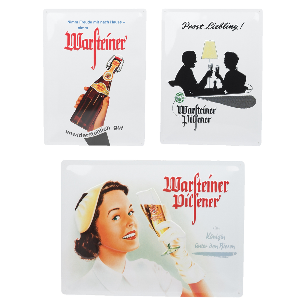 3x Warsteiner Beer Blikowa tabliczka dekoracyjna na ścianę z serii retro Tablica ścienna Metalowa tabliczka