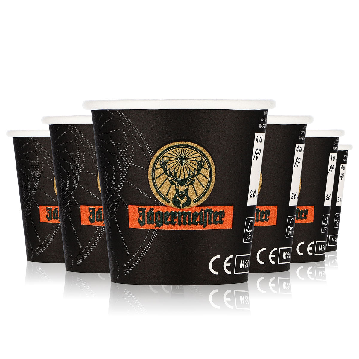 40x kieliszek do likieru Jägermeister Stamper Kurzer 2 cl/4 cl jednorazowy kubek papierowy