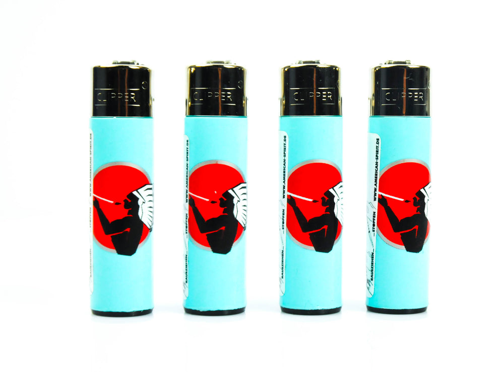 4x American Spirit Lighter Classic Large Niebieski wielokrotnego użytku Clipper