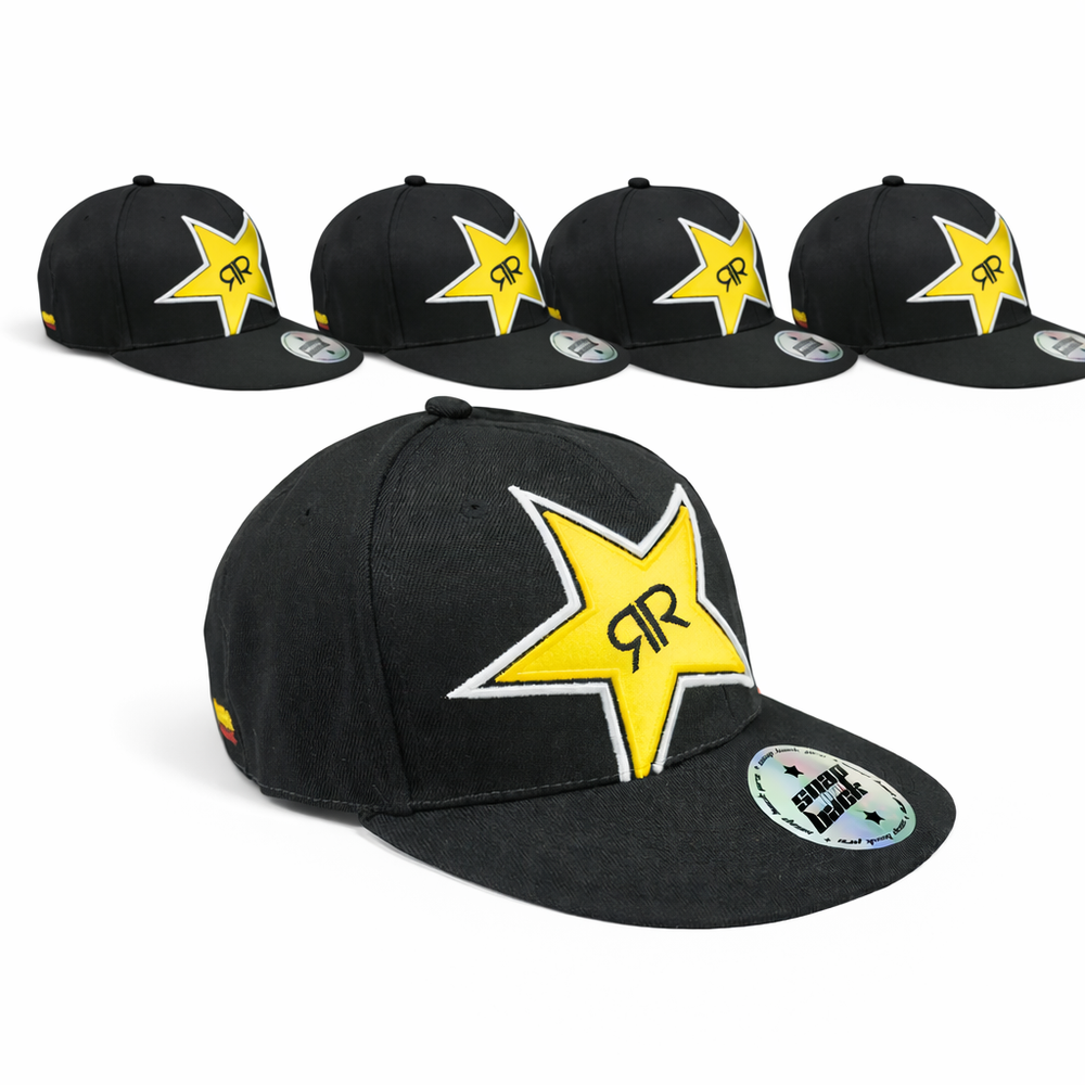 5x Czapka z daszkiem Rockstar Energy Cap Snap Basecap Back Czarna czapka unisex BMX