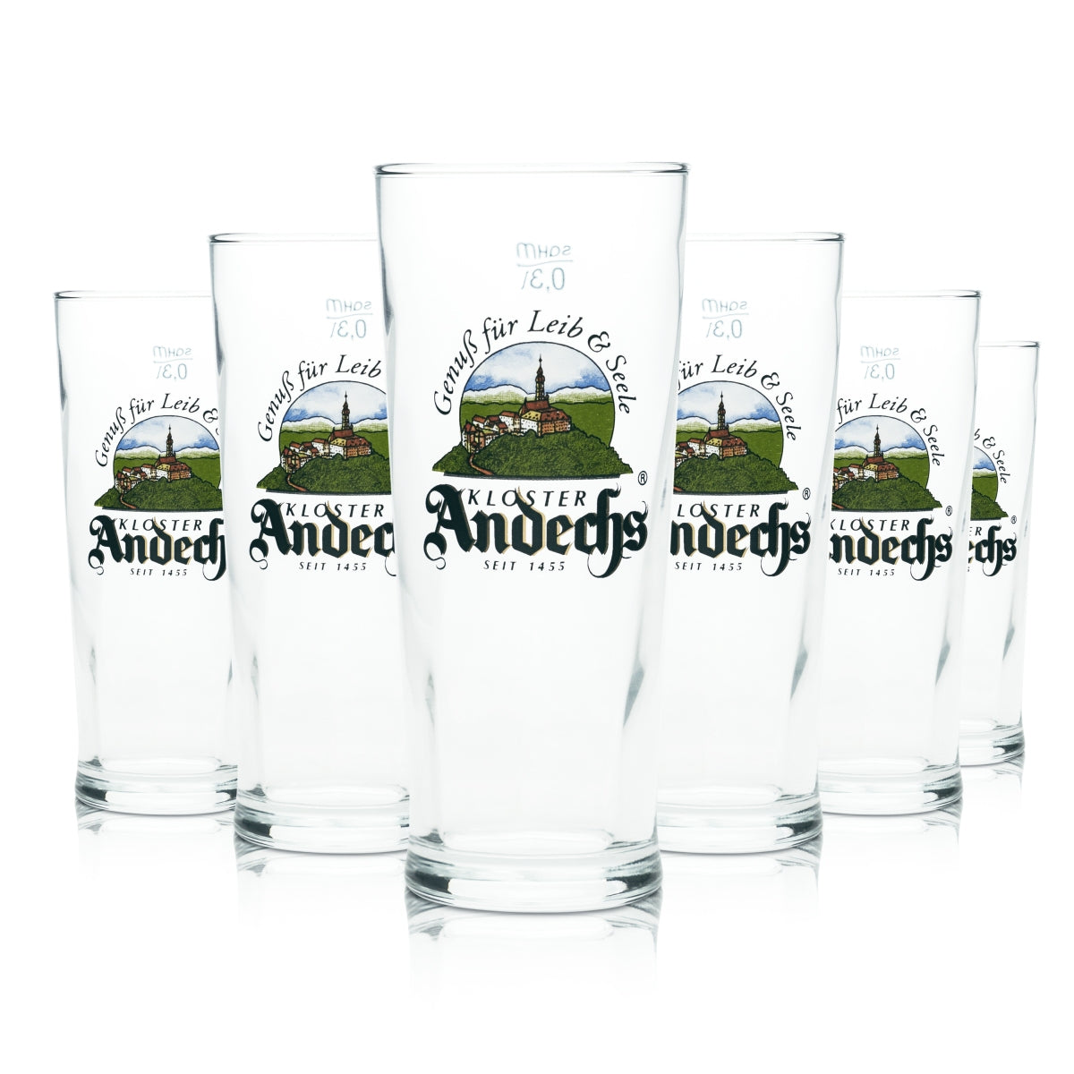 6 Andechs szklany kufel do piwa 0,3l Logo Sahm nowy
