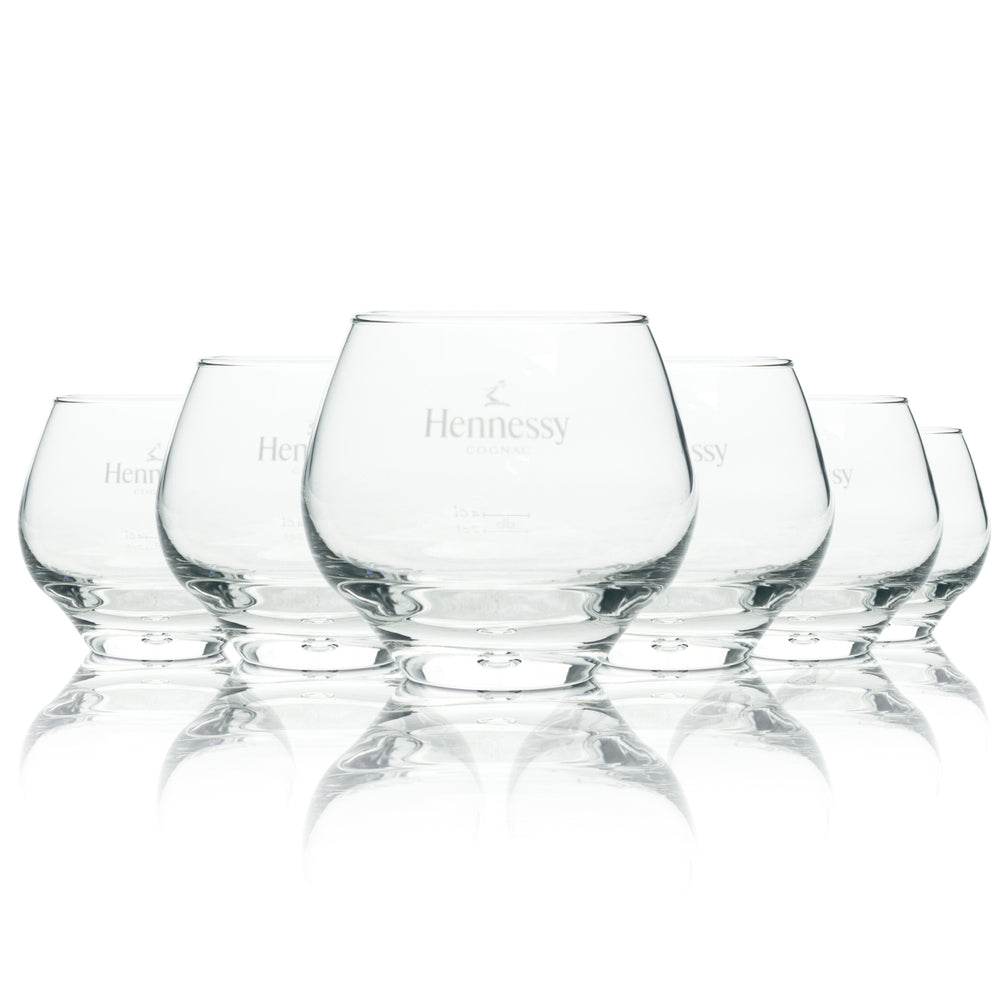 6 Hennessy Cognac szklany okrągły kubek z bańką 300ml nowy