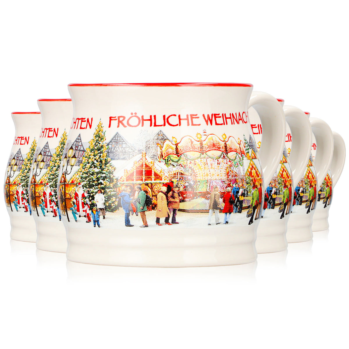 6 kubków do grzanego wina Mohaba „Punschtöpfchen” – Wesołych Świąt, Chamonix, 0,2 l, z podziałką