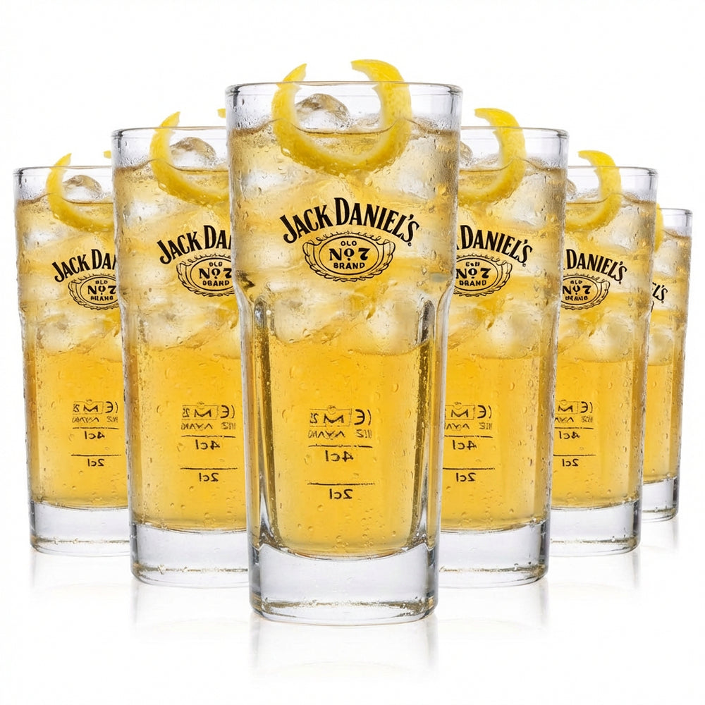 Zestaw 6 szklanek Jack Daniels 0,34 l – szklanki do drinków z nowym logo skrzydeł, można je ustawiać jedna na drugiej