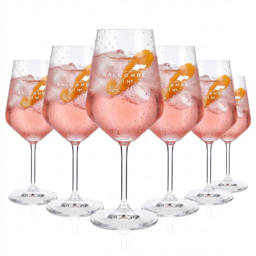 Zestaw 6 szklanek Salcombe Gin 0,52 l – kieliszki do aperitifu o delikatnym różowym odcieniu