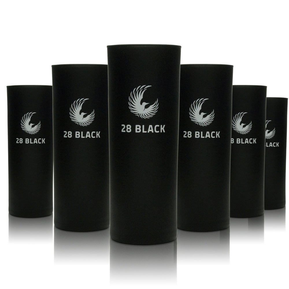 6x 28 czarnych szklanek Energy Longdrink 220 ml - matowa czerń, stylowe napoje
