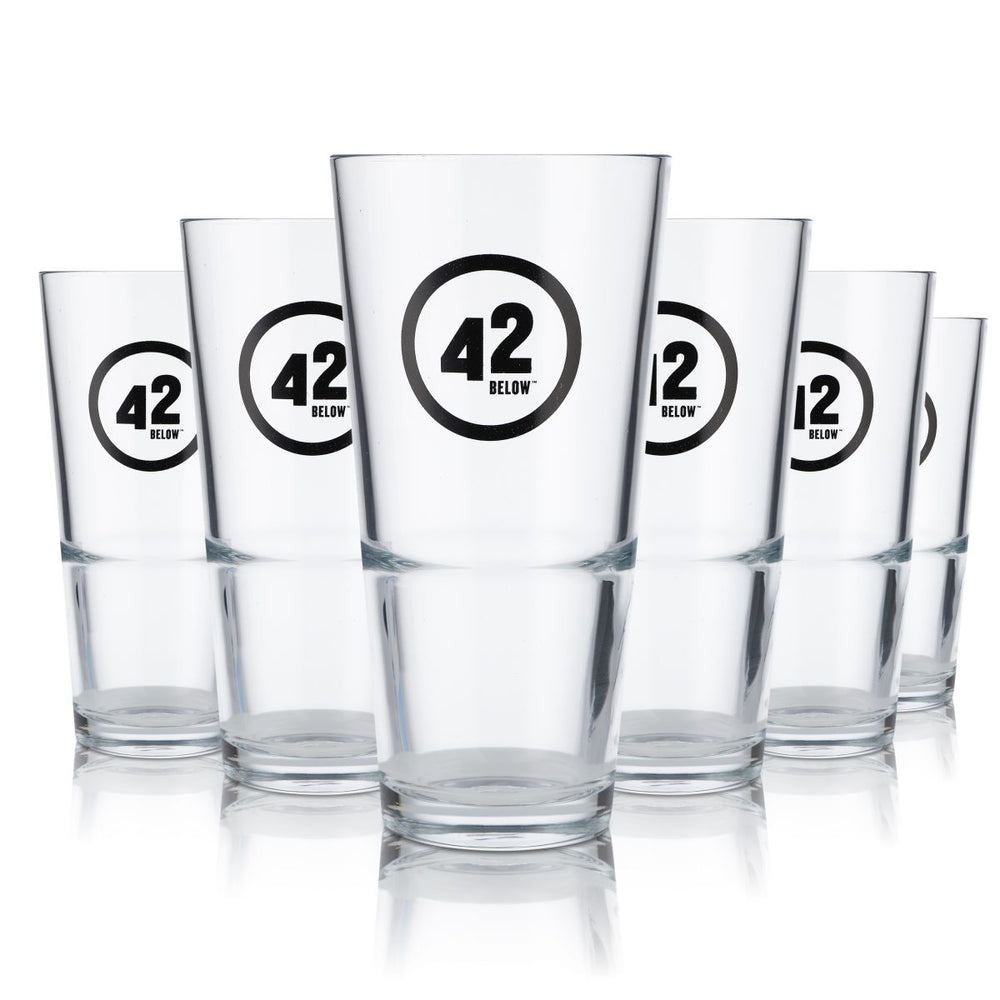 6x 42Below Glass 0.376l Vodka Tumbler Longdrink Zestaw kieliszków koktajlowych Gastro