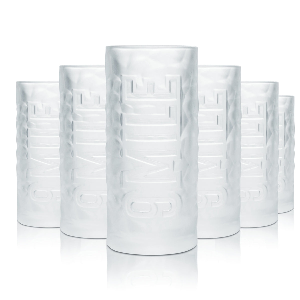 6x 9 Mile Vodka Glass 0.3l Longdrink Glasses satynowane szkło mleczne koktajlowe Relief