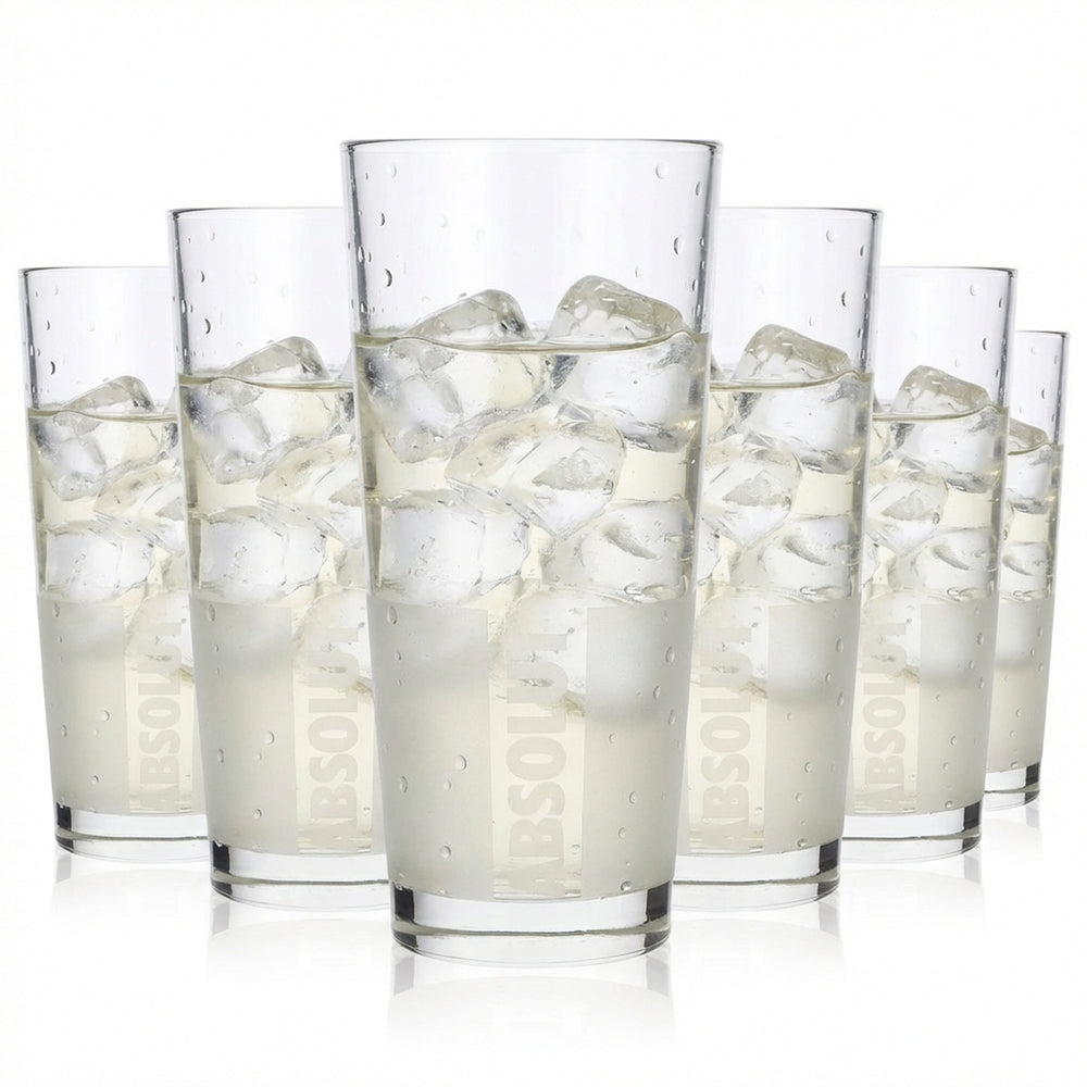 6x kieliszki do wódki Absolut Vodka 0,34 l Kieliszki do drinków długich Satynowane + pionowe logo