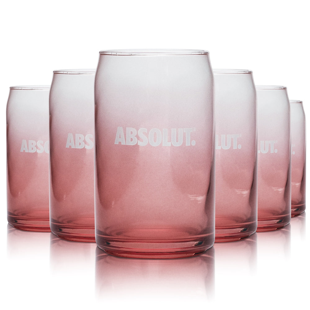 6x Absolut Vodka Glass 0,3l Tumbler Sensations PINK ROT Longdrink Glasses Gastro