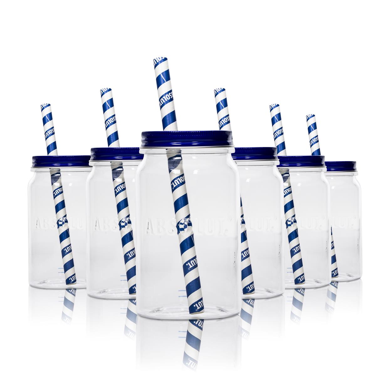 6x szklany plastikowy kubek Absolut Vodka z pokrywką