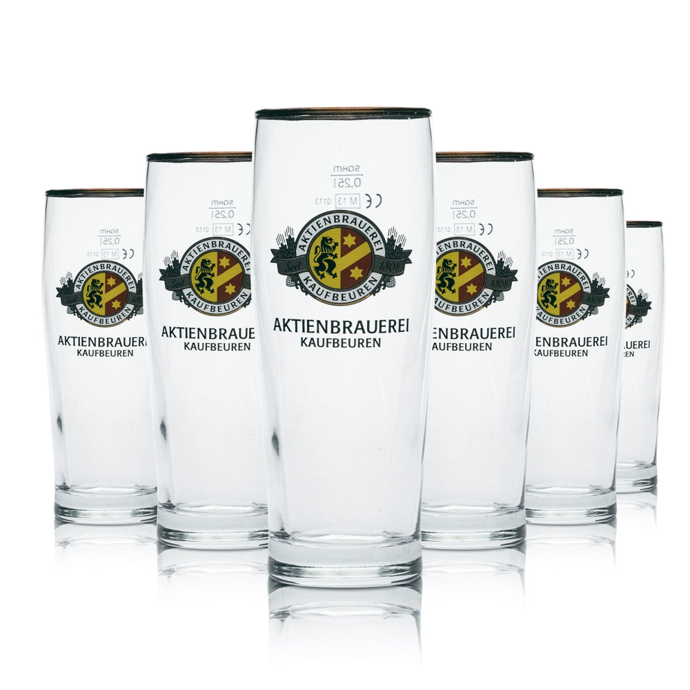 6x Aktienbrauerei Kaufbeuren szklanka do piwa 0.25l kufel szklanki ze złotą obwódką Gastro Bar