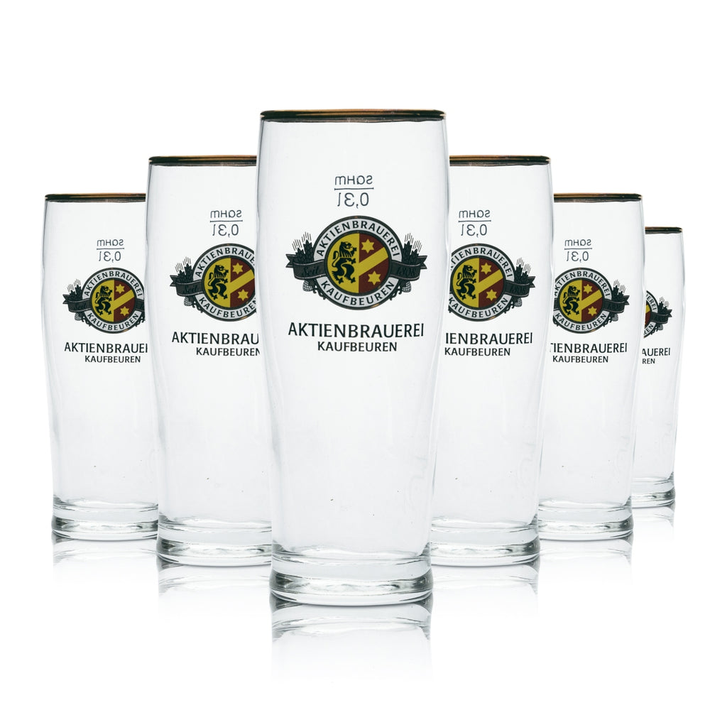 6x Aktienbrauerei Kaufbeuren szklanka do piwa 0.3l kufel szklanki ze złotym brzegiem Gastro Bar