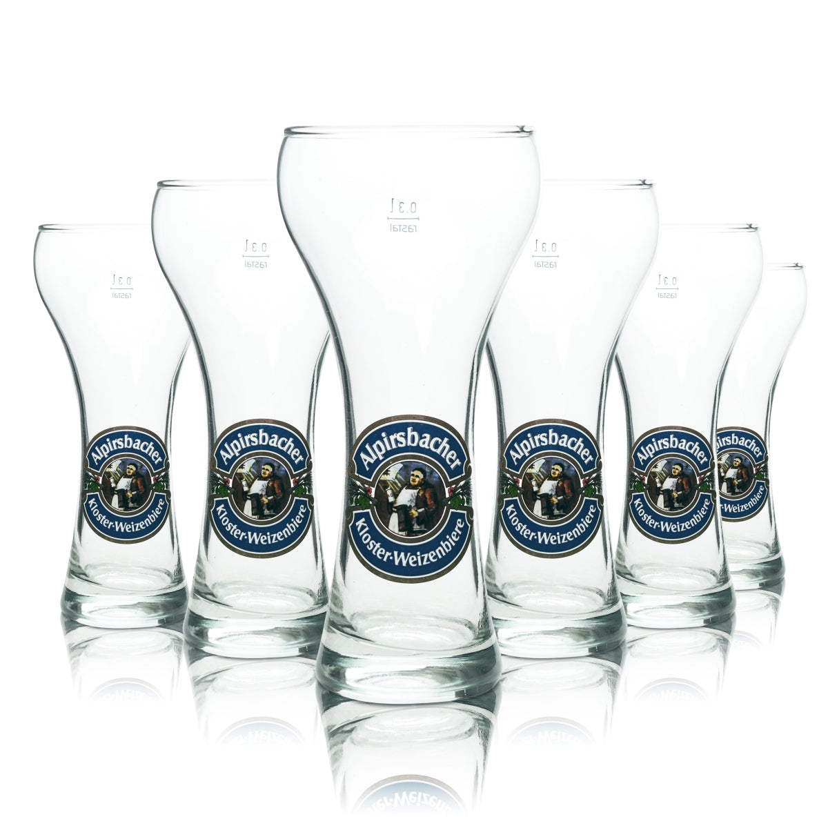 6x szklanka do piwa Alpirsbacher 0.3l szklanka do piwa pszenicznego szklanki klasztorne szklanki pszeniczne drożdżowe retro