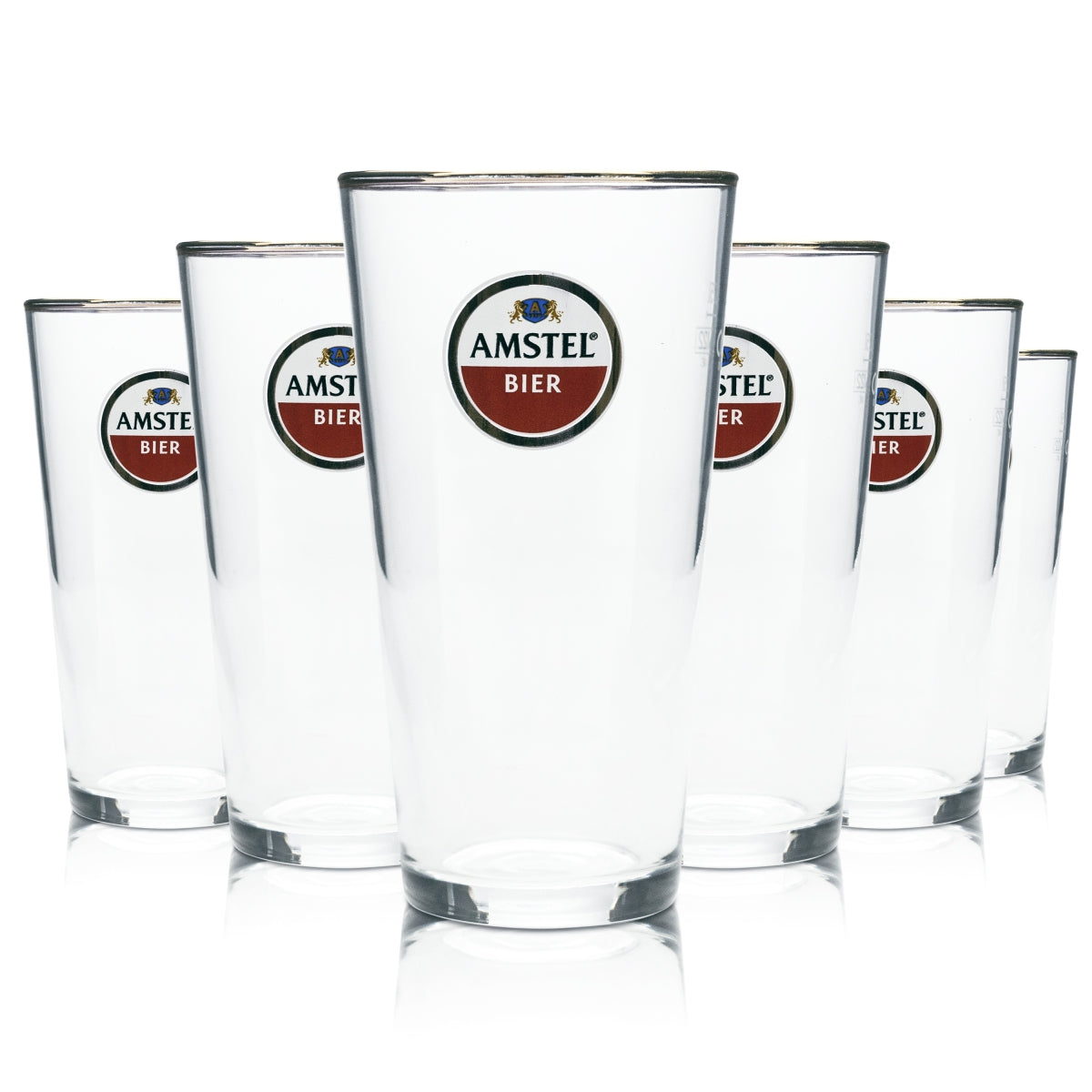 6x kufel do piwa Amstel Glass 0,25l ze złotą obwódką Gastro Bar Pub Mug Cup Beer