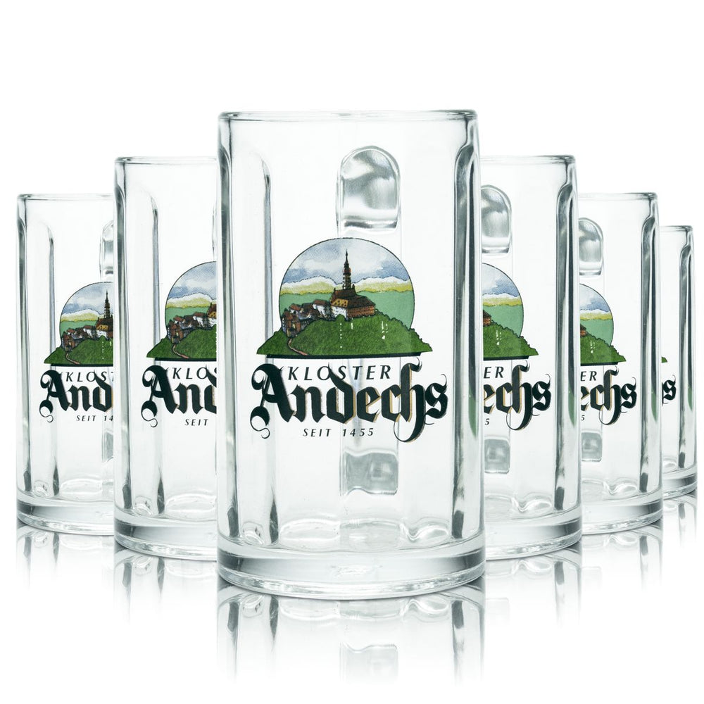 6x szklanka do piwa Andechs 0.2l szklanka konturowa kufel do piwa kufel Seidel zestaw szklanek klasztornych