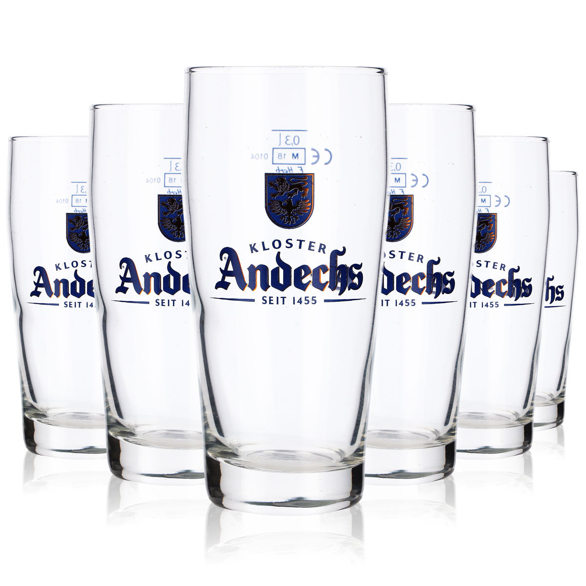 6 szklanek do piwa Andechs 0,3 l Willi-Becher Niebieskie logo F.Herb – Widok 5