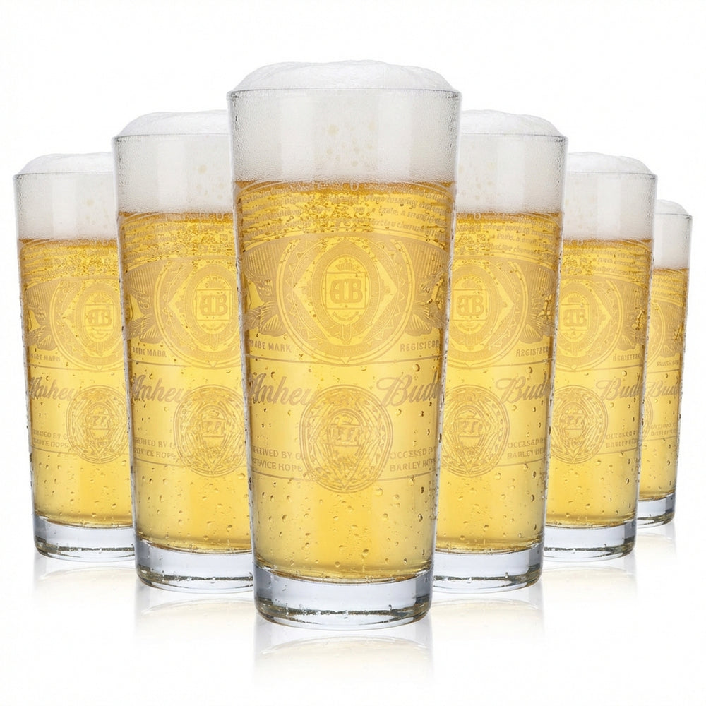 6x szklanka do piwa Anheuser-Busch Bud 0,4 l z białym logo  Frankonia