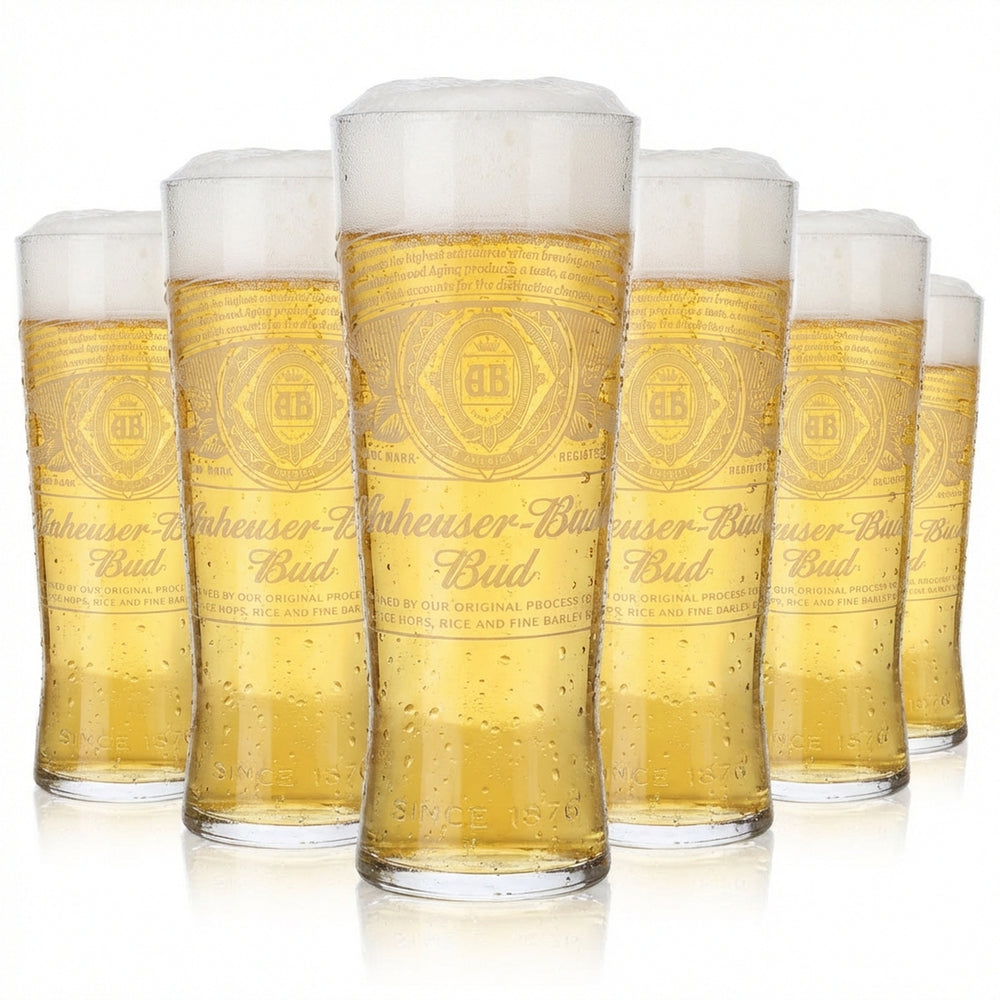 6x szklanka do piwa Anheuser-Busch Bud 0,5 l Kontur Creed białe logo