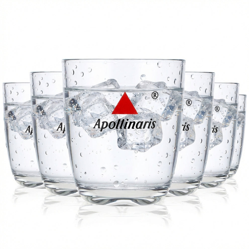 6x  Apollinaris Szklanki do wody Szklanki do wody 0,3 l Szklanki typu tumbler Szklanki designerskie Logo pośrodku