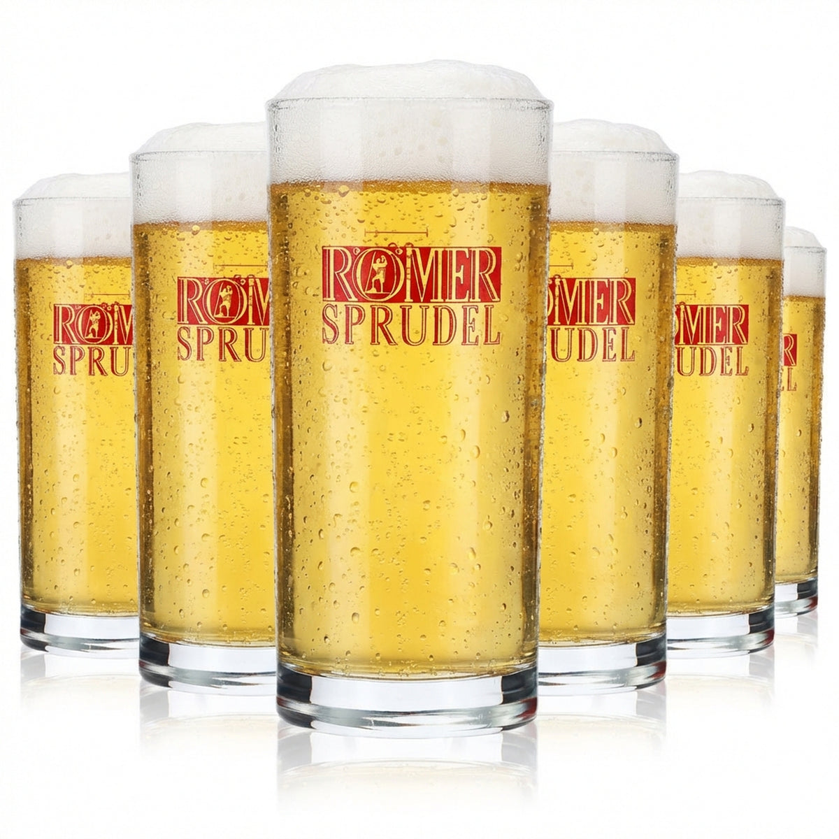 6x szklanka do wody Aqua Römer 0,2 l Kubki Szklanki do wody Czerwone logo „Römer Sprudel”