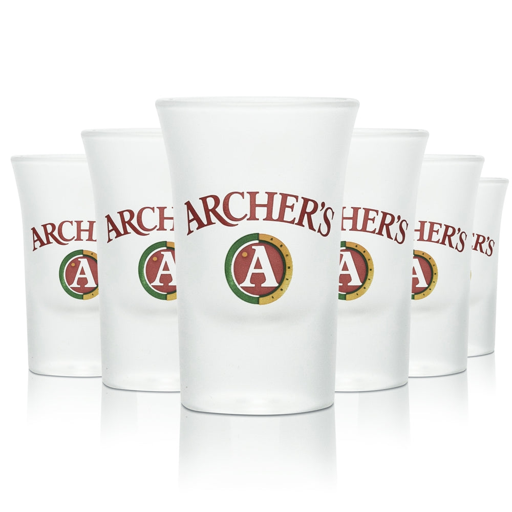 6x Archers Schnapps Glass Shot 2cl Milk Glass Short Stamper Glasses Peach Liqueur Bar
