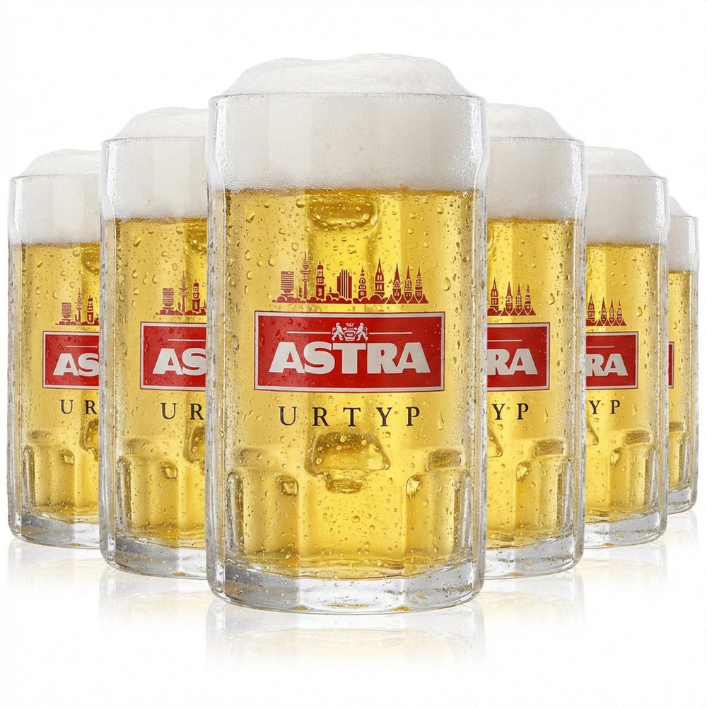 6x szklanka do piwa Astra 0,25 l Krug Kiez „Skyline Hamburg” Sahm Staufeneck