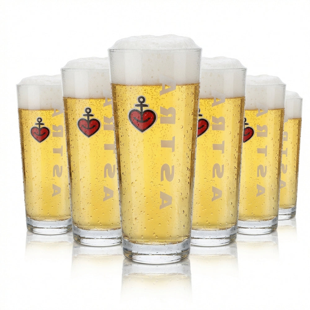 6x Astra Szklanka 0,5 l Exclusiv Willi Zestaw szklanek do piwa Browar Hamburg