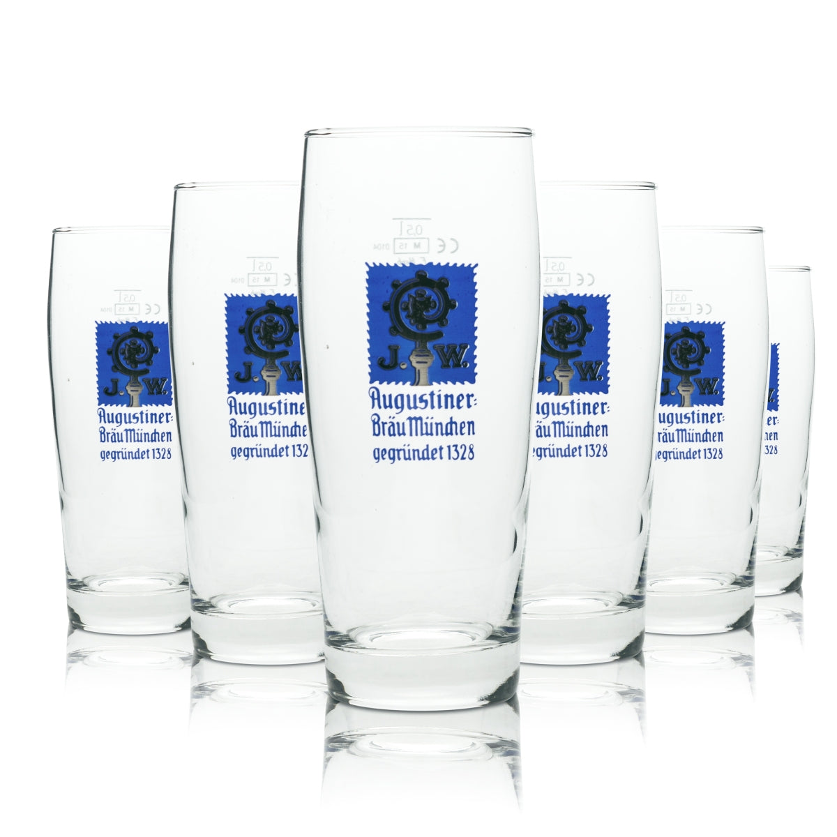 6x szklanka do piwa Augustiner 0,5l F.Herb Willi Mug Bright Glasses Brewery Beer Bar