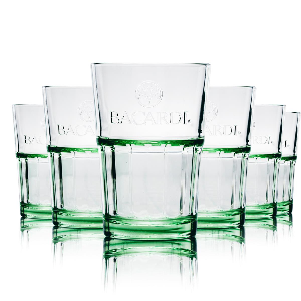 6x szklanka Bacardi Rum zielona Longdrink sztaplowana 36cl