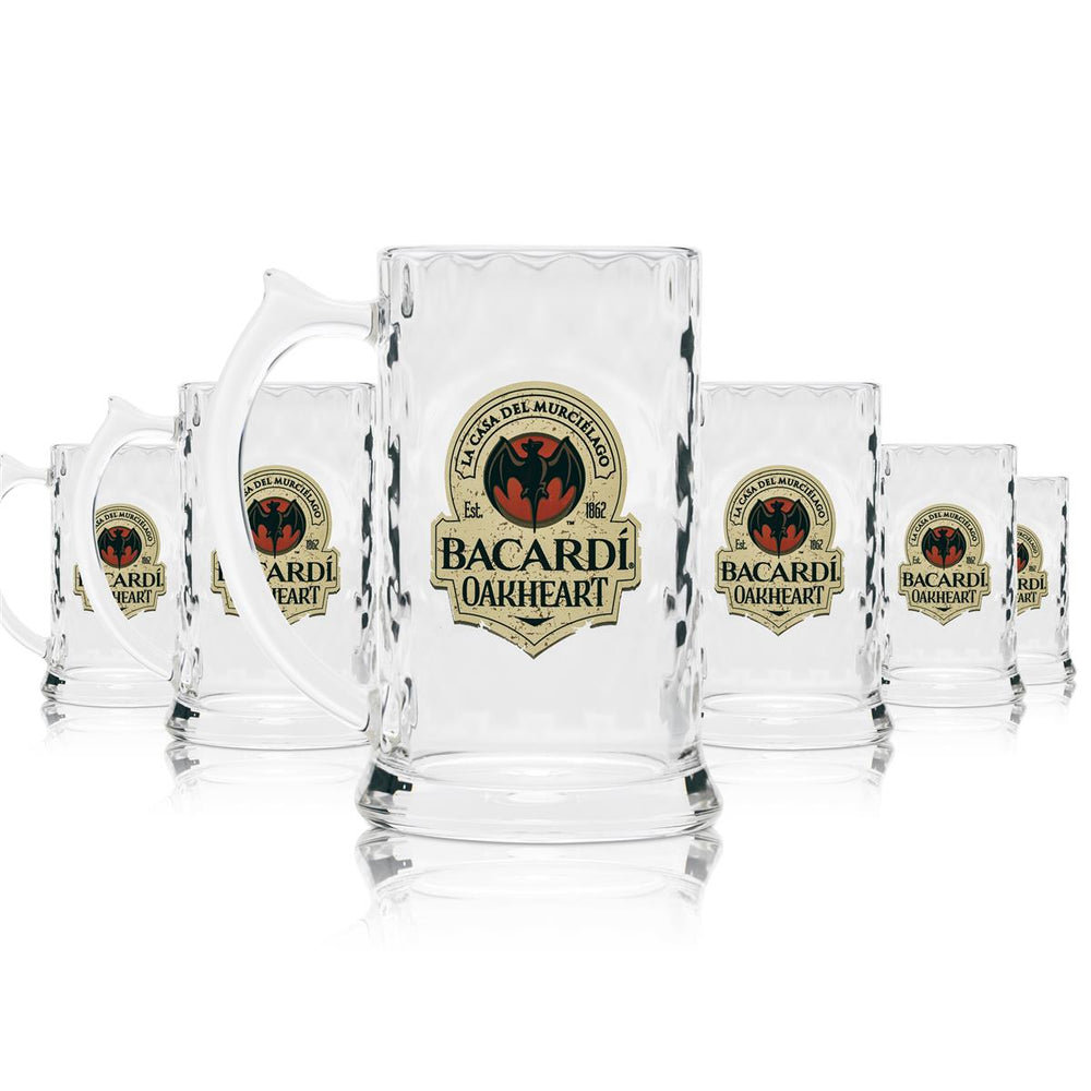 6x Bacardi Rum dzbanek z prawdziwego szkła Oakheart 350ml