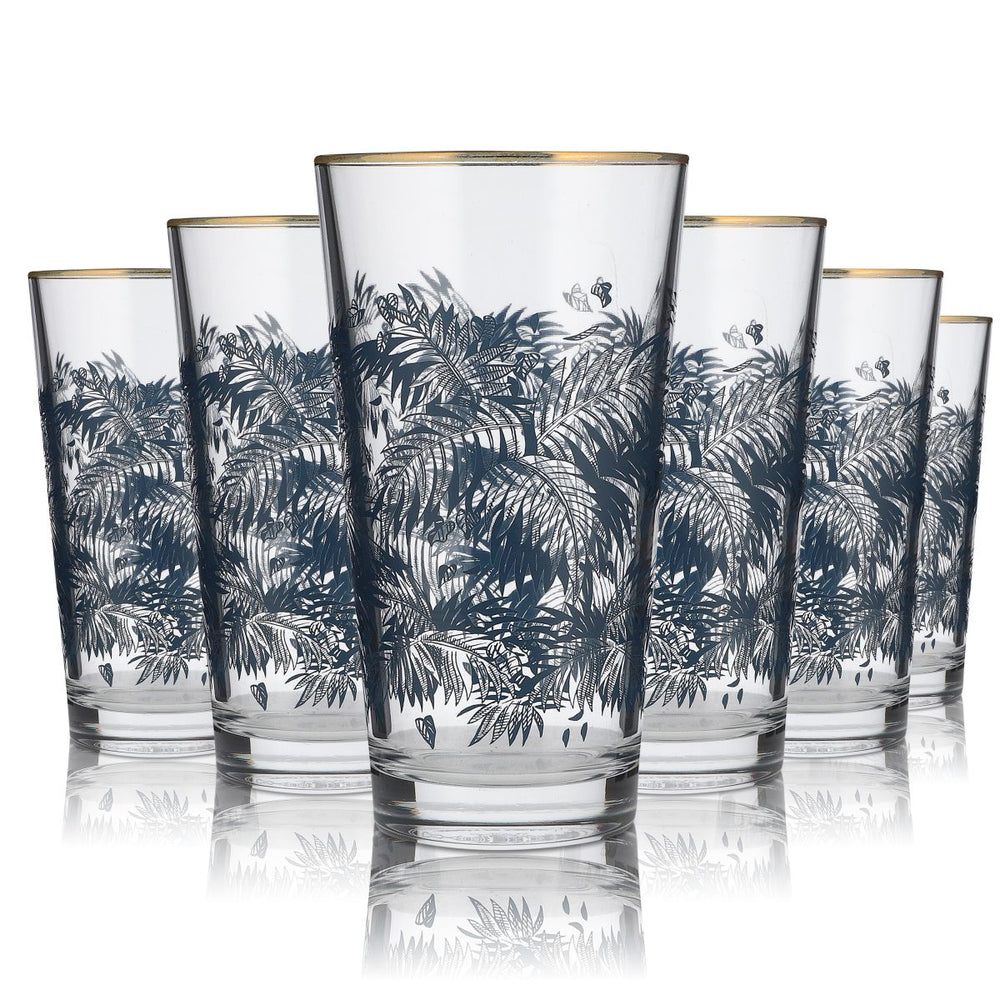 6x Bacardi Rum Glass Longdrink Palms ze złotą obwódką 39cl