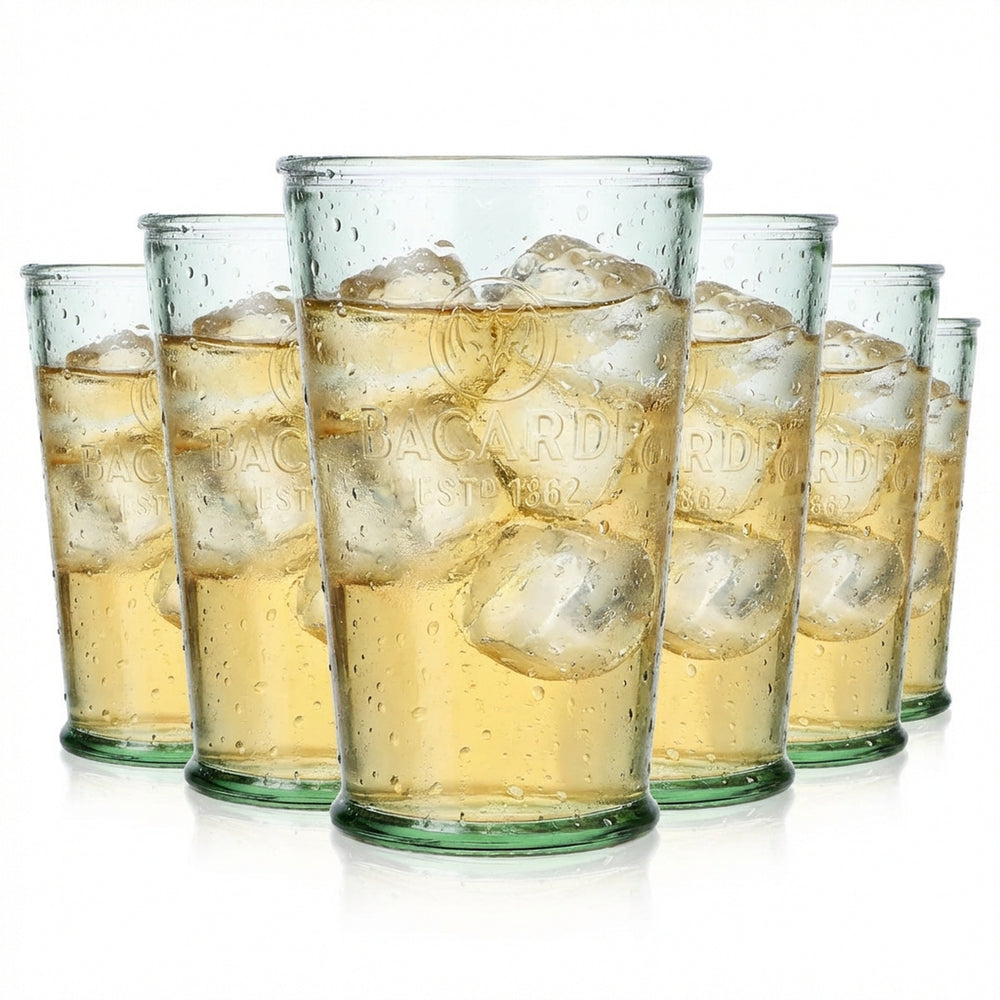 6x Bacardi Rum Szklanki do rumu Szklanki Szklanki koktajlowe Mojito  zielone V kształt