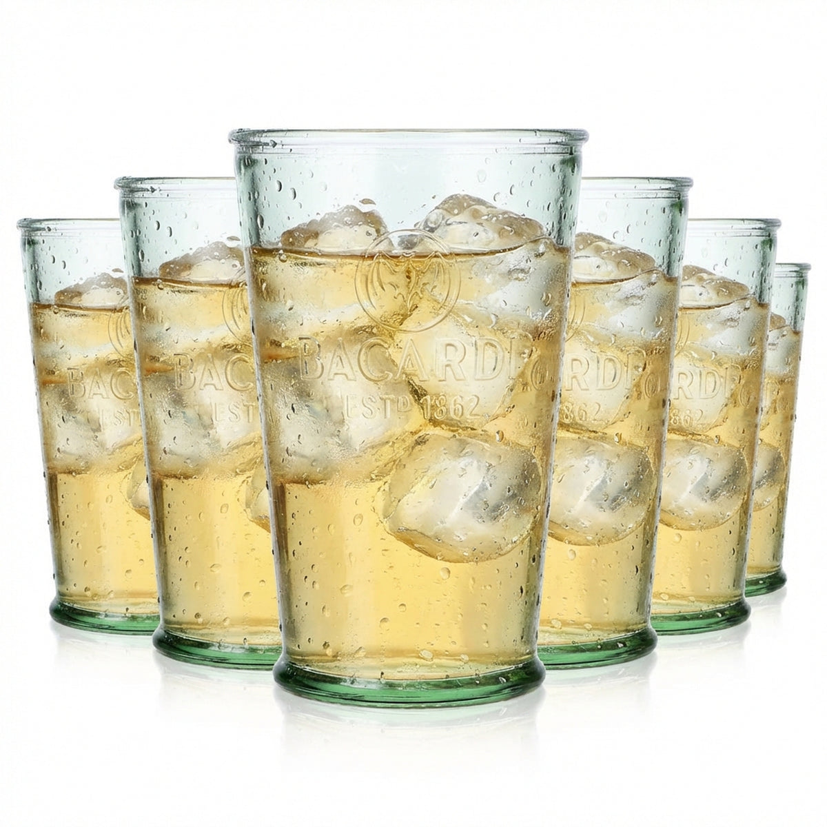 6x Bacardi Rum Szklanki do rumu Szklanki Szklanki koktajlowe Mojito  zielone V kształt