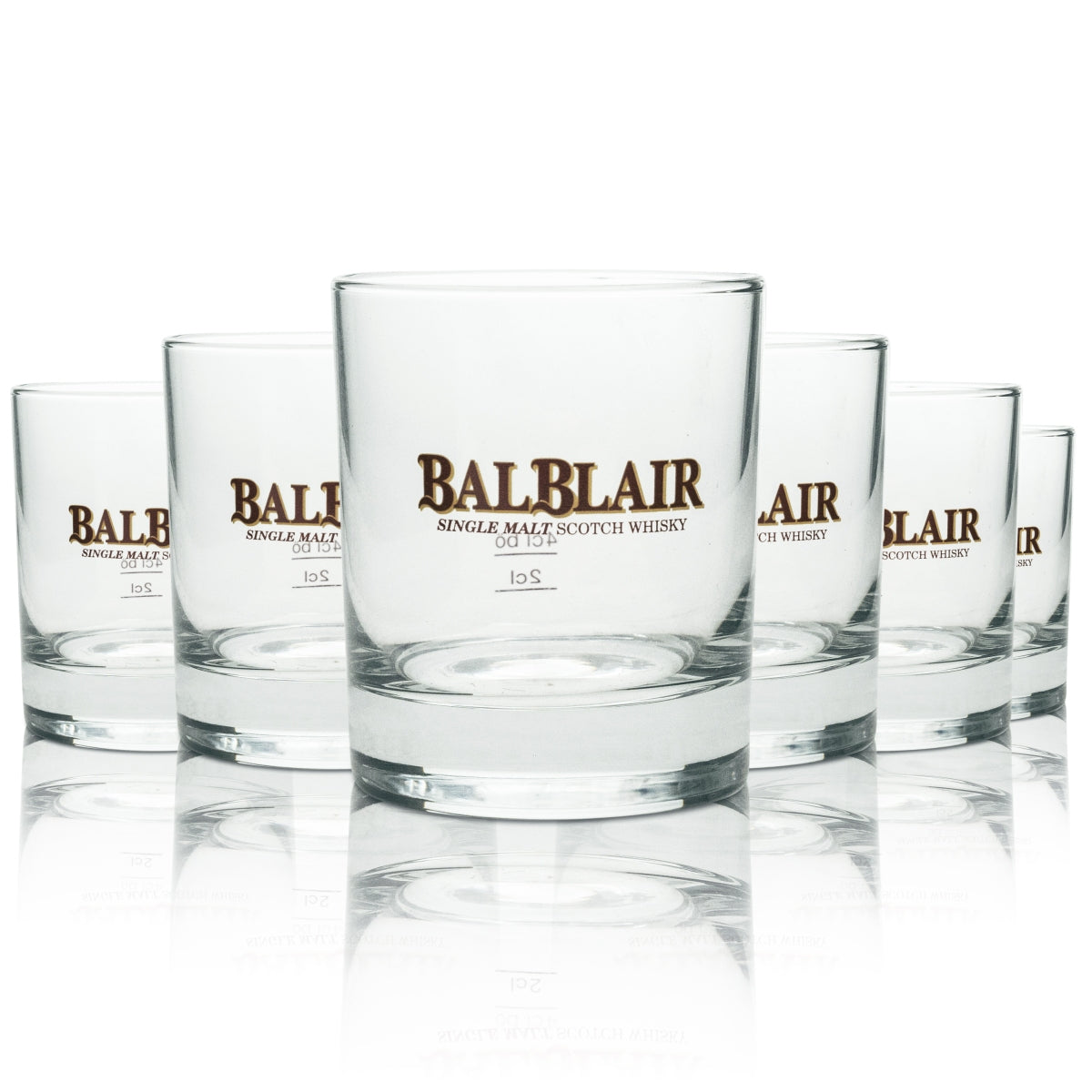6x Balblair whiskey szklany kubek logo czerwony