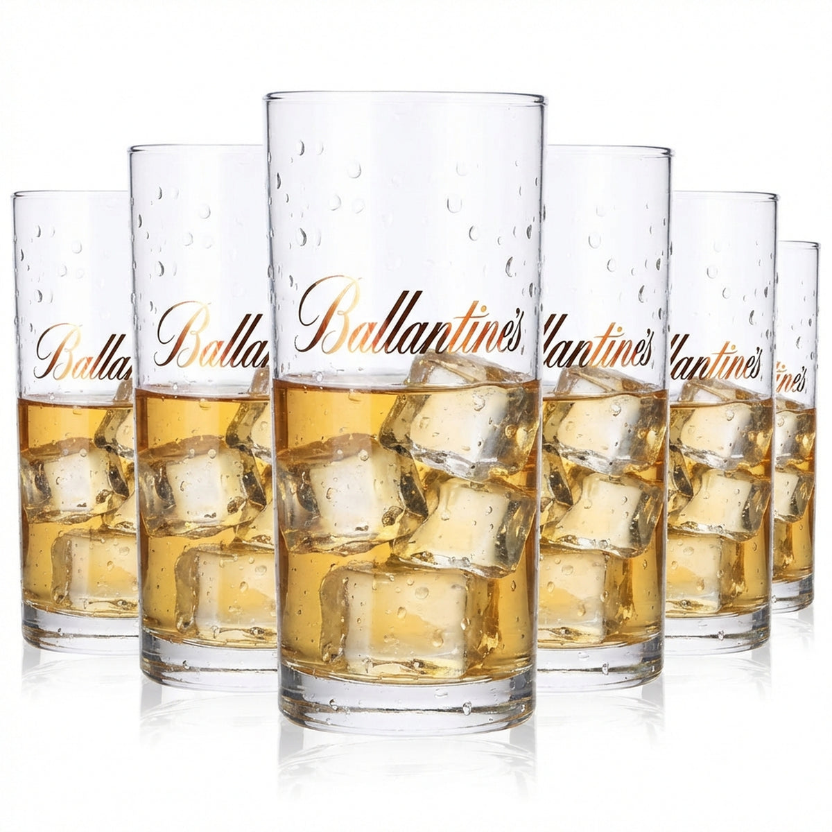 6x szklanka do whisky Ballantines 0,3 l Szklanki do drinków długich Brązowe logo