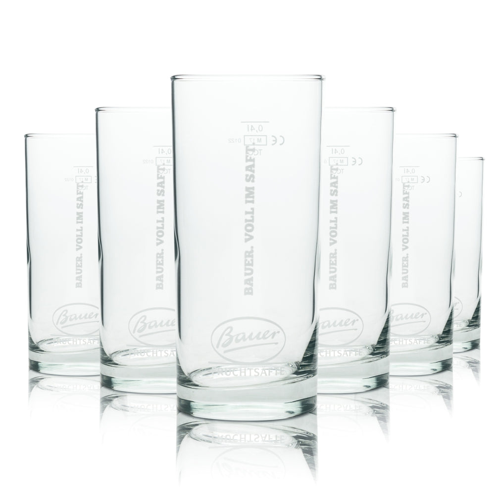 6x Bauer Juice Glass 0,4l Longdrink Amsterdam Mug Cocktail Glasses Gastro Bar