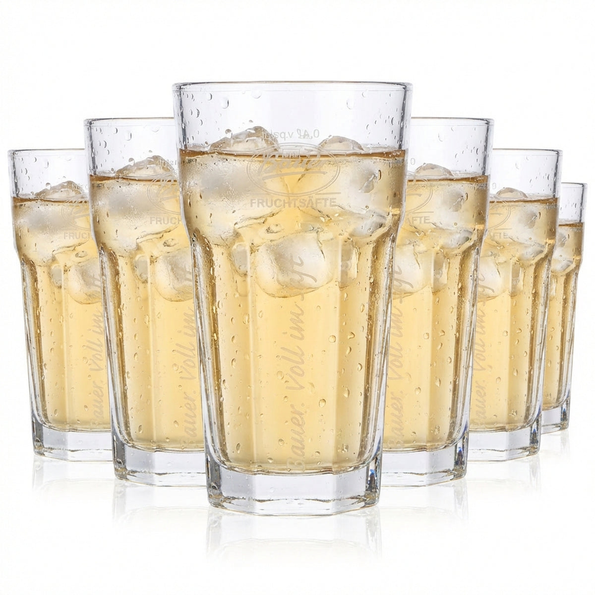 6x szklanki do soku Bauer 0,4 l Szklanka do soku Białe logo w pionie