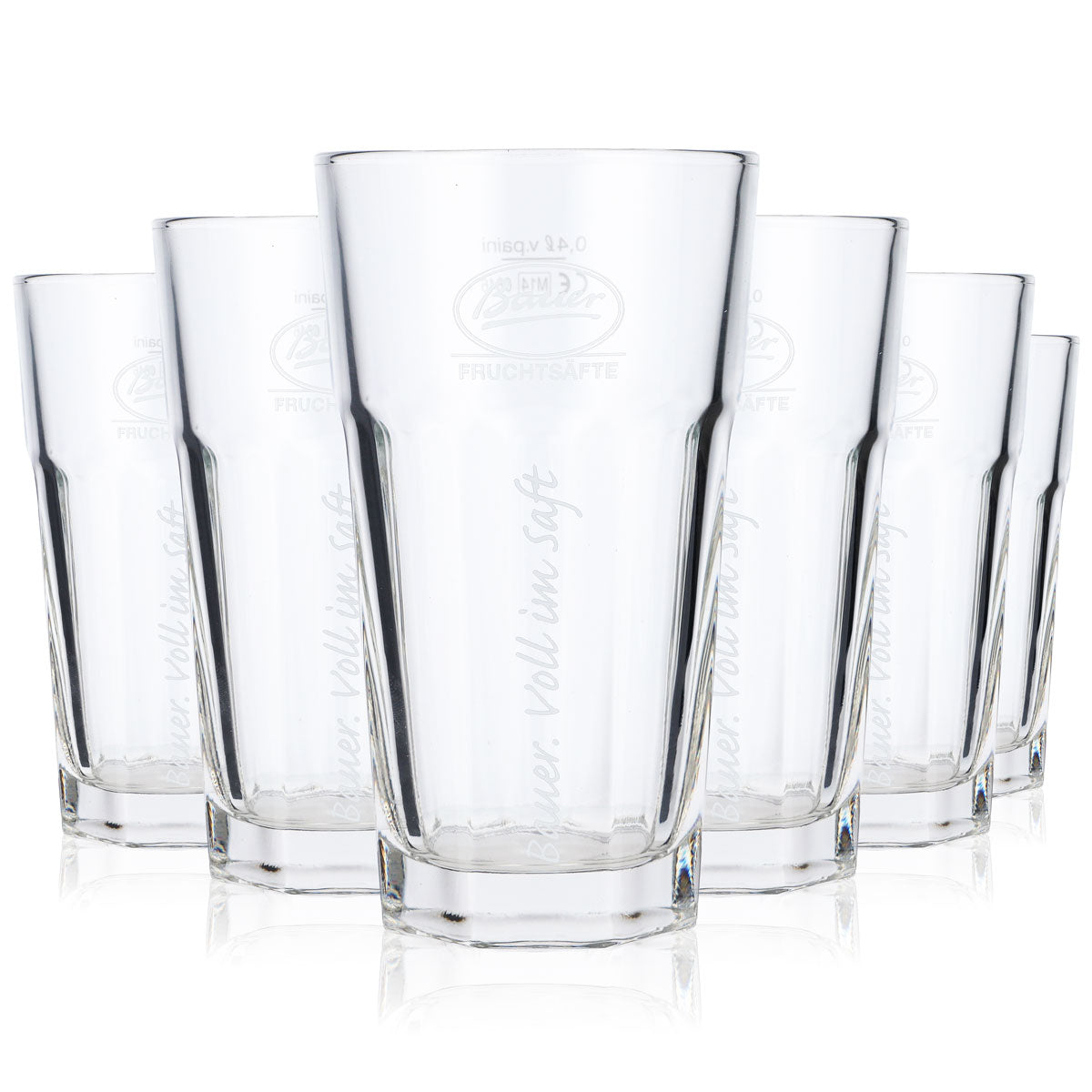 6x szklanki do soku Bauer 0,4 l Szklanka do soku Białe logo w pionie – Widok 5
