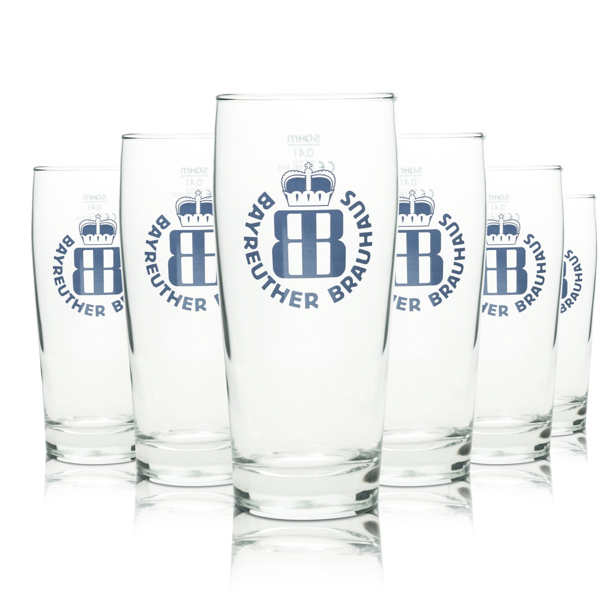 6x Bayreuth Beer Glass 0,4l Mug Sahm Willi Pils Glasses Light Export Beer