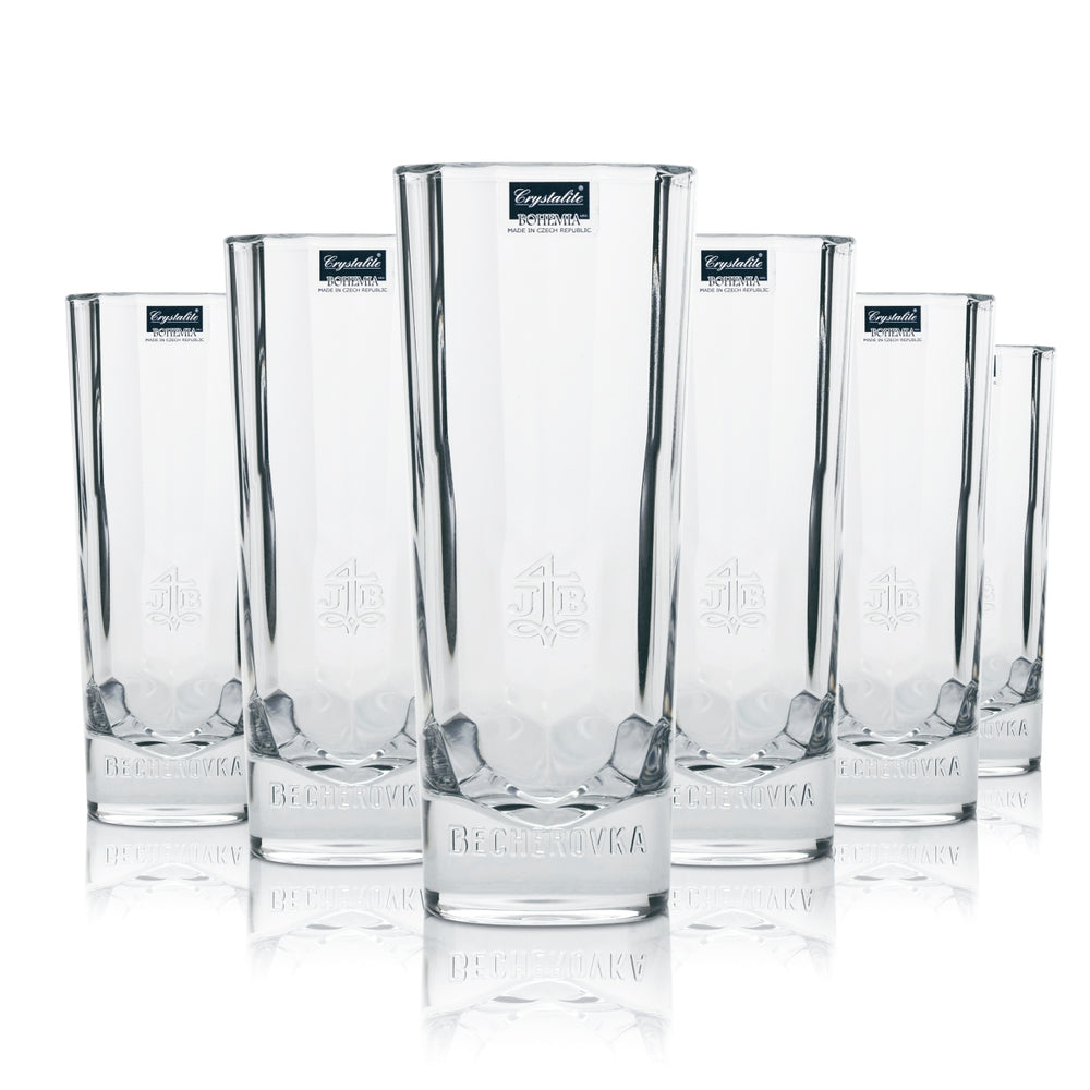 6x szklany kryształowy kieliszek do wódki Becherovka 300ml