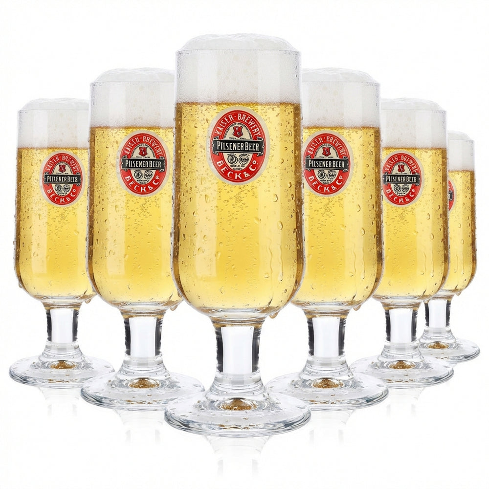 Zestaw 6 szklanek do piwa Beck's 0,3 l, puchar, logo retro „Pilsener Beer” (Ritzenhoff)