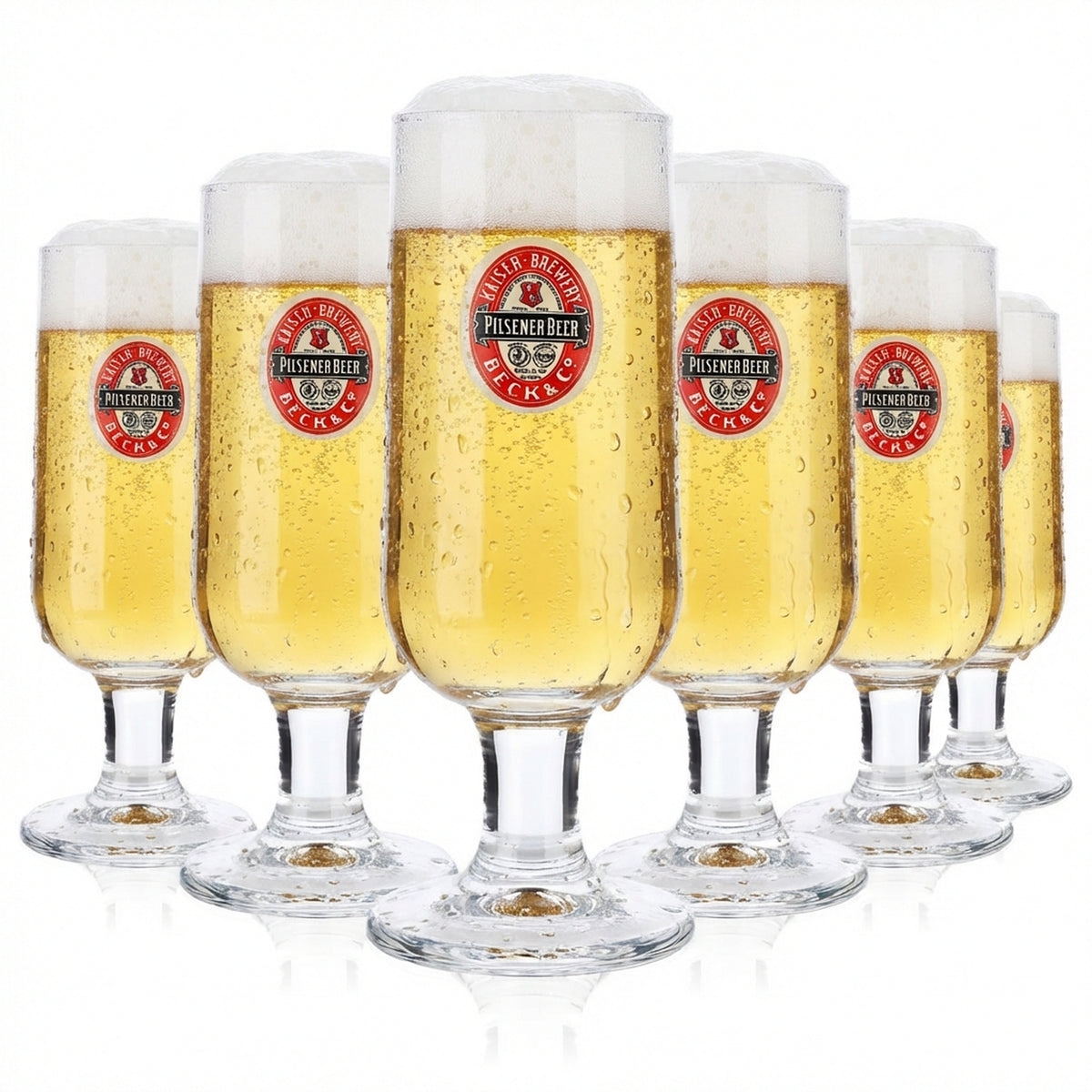 Zestaw 6 szklanek do piwa Beck's 0,3 l, puchar, logo retro „Pilsener Beer” (Ritzenhoff)