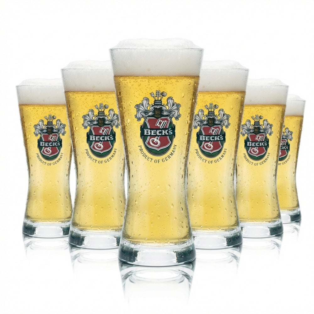 6x Becks Szklany Kufel do Piwa 0,2l Tulipan Kubek Szklanki Browar Piwo Pils Pub