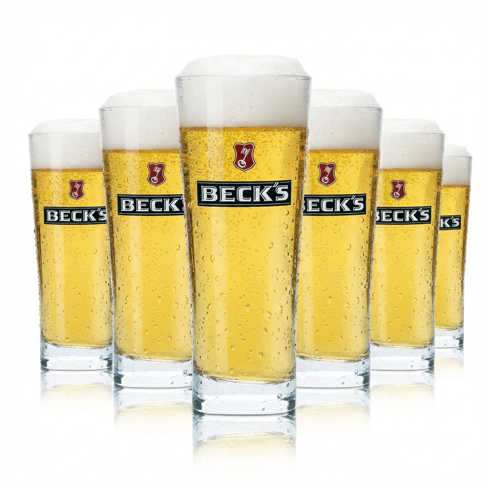 6x szkło Becks 0.4l kontur Henry kufel do piwa szklanki kieliszki z podziałką Gastro Beer