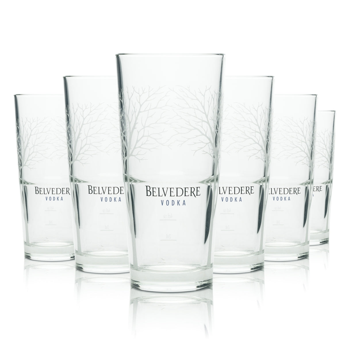 6x Belvedere Vodka Glass Longdrink Trees Logo Cocktail Glasses Vodka Oak