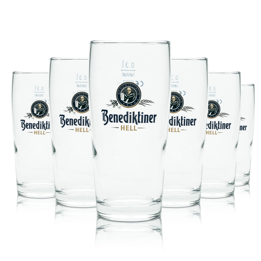 6x szklanka do piwa Benediktiner 0.3l Willi Becher "Hell" Sahm szklanki do piwa tumbler