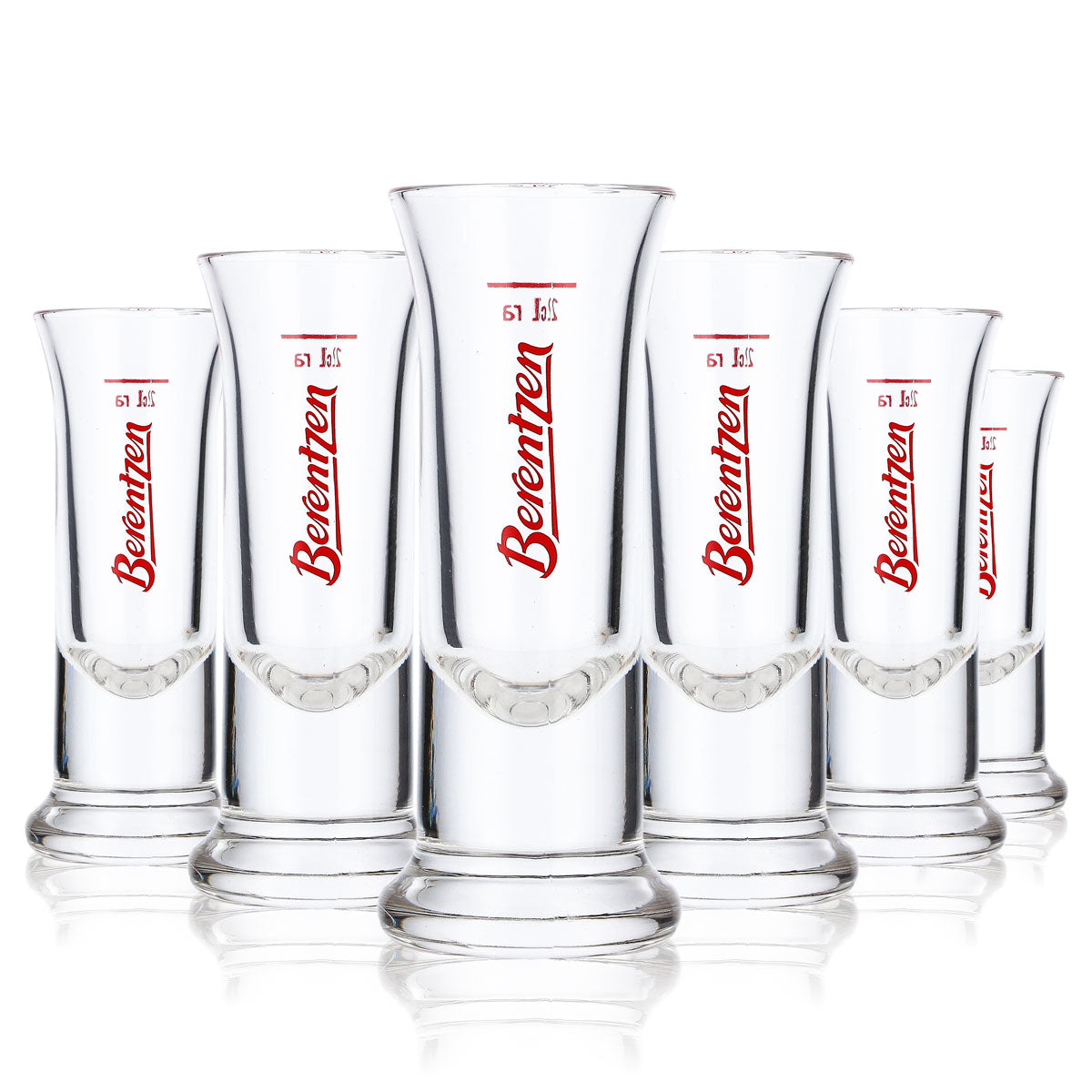 6x kieliszek do likieru Berentzen Stamper 2 cl, czerwone logo w pionie – Widok 5