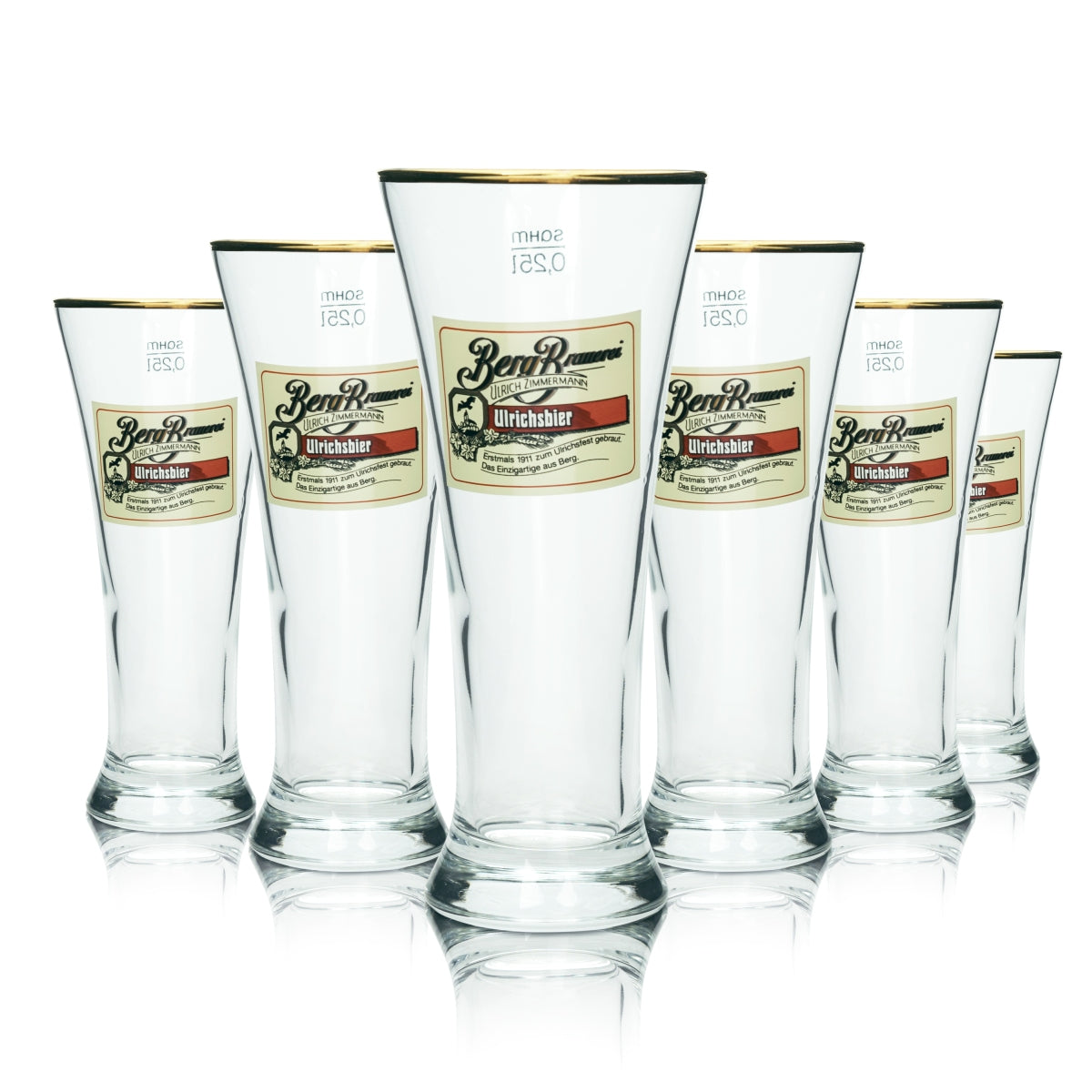 6x szklanka do piwa Berg Brauerei 0,25 l Ulrichsbier Tuborg Sahm Pokal Szklanki Tulipan Pils