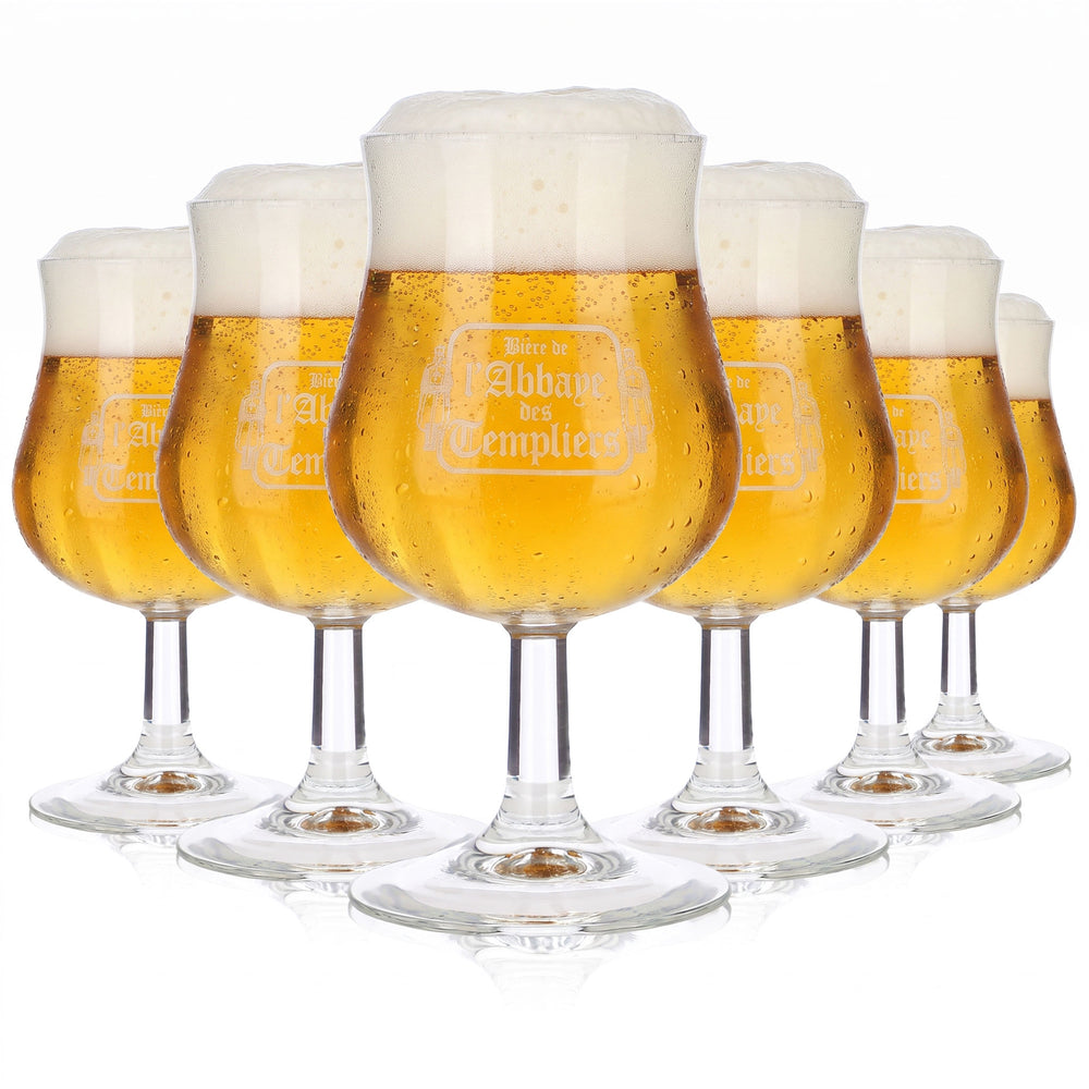 6 szklanek do piwa Biere d’Abbaye o pojemności 0,38 l, w kształcie tulipana, z logo Ritter, białe (zestaw 6 sztuk)